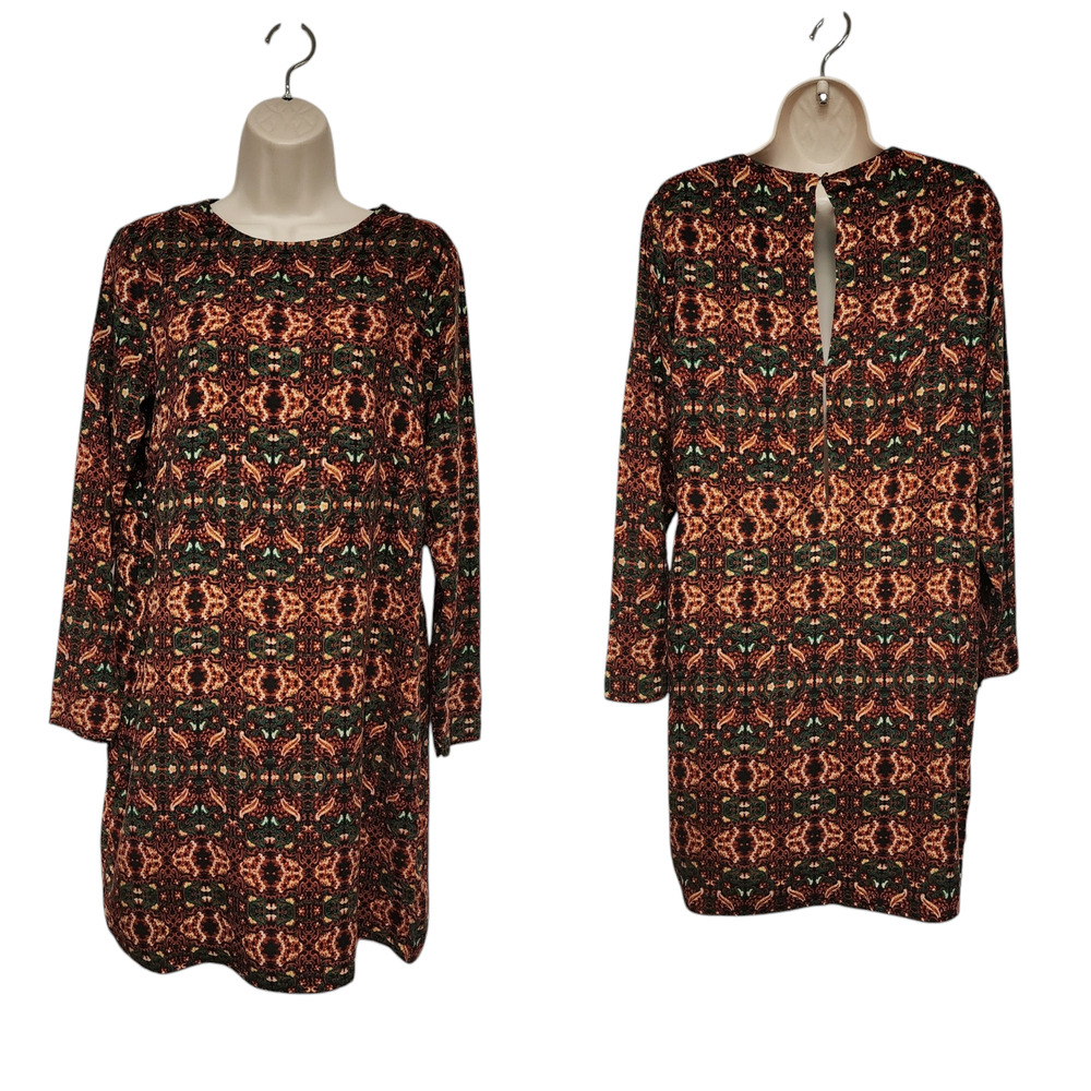 H&M Round Neck Long Sleeve Multicolor Floral Dress Size US 8